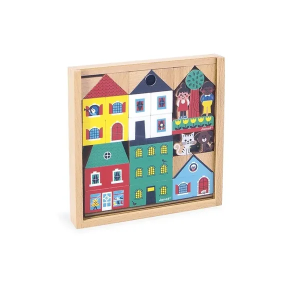 Set de 36 cubes en bois Ville Cross Roads - Janod