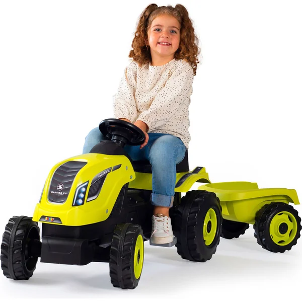 Smoby Tracteur à pédales Farmer XL vert avec remorque