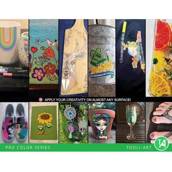 TOOLI-ART Marqueur Acrylique Set Rose 22 couleurs EF 07mm