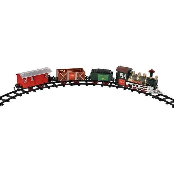 Train + 3 wagons avec rails 8pcs, à piles avec son et lumière