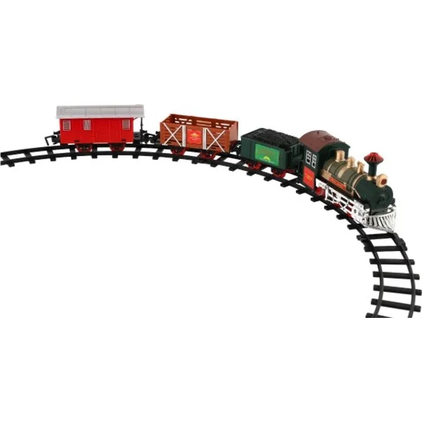 Train + 3 wagons avec rails 8pcs, à piles avec son et lumière