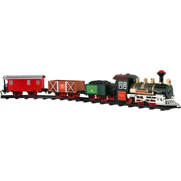 Train + 3 wagons avec rails 8pcs, à piles avec son et lumière