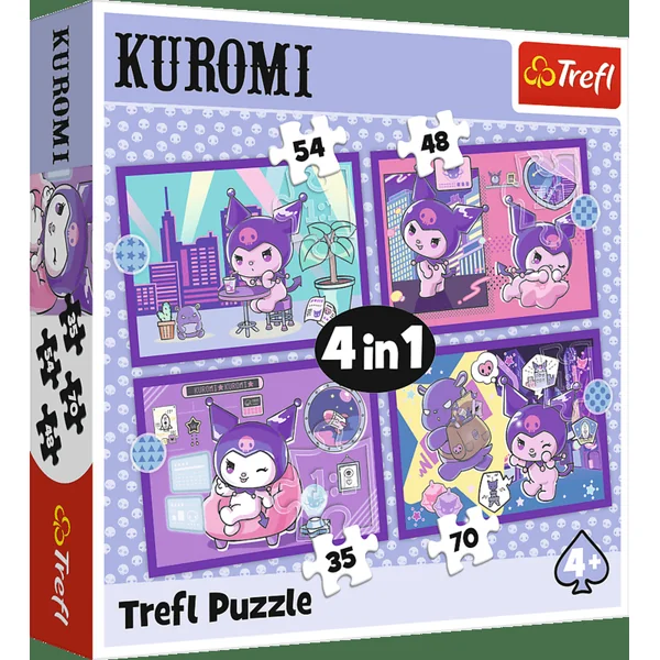 Trefl Puzzle 4v1 Journée avec Kuromi / Hello Kitty