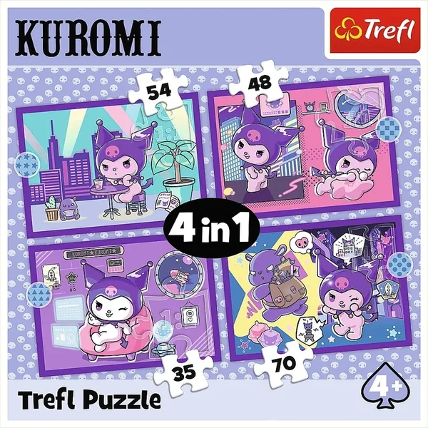 Trefl Puzzle 4v1 Journée avec Kuromi / Hello Kitty