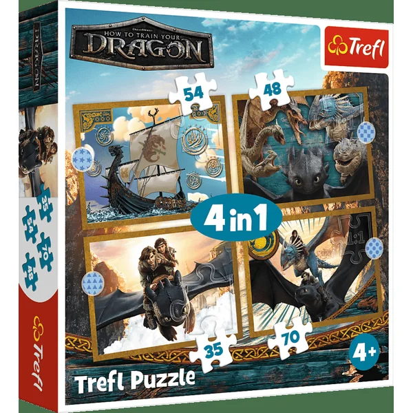 Trefl Puzzle 4v1 Jours de dragon / Dragons