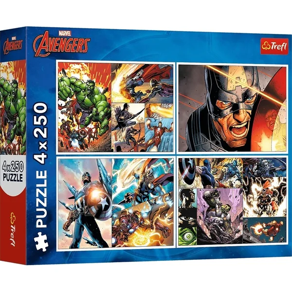 Trefl Puzzle Marvel 4 x 250 pièces Jours héroïques