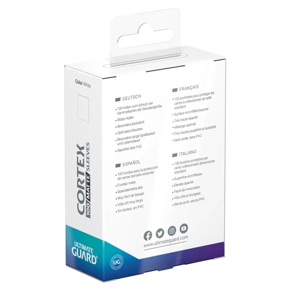 Ultimate Guard – 100 pochettes Cortex Sleeves taille standard Blanc Mat