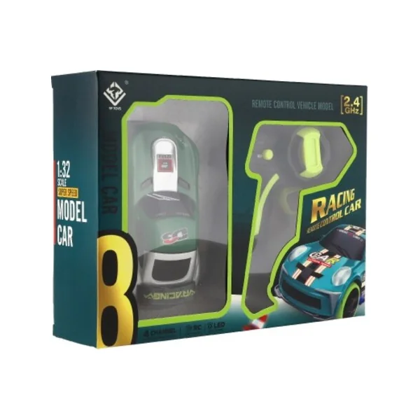 Voiture RC de course 2,4 GHz en plastique 12 cm à piles avec lumière verte