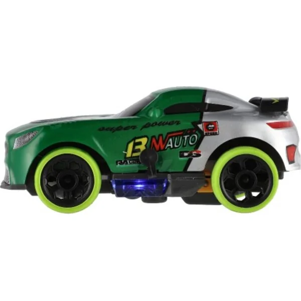 Voiture RC de course 2,4 GHz en plastique 12 cm à piles avec lumière verte