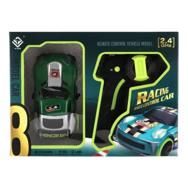 Voiture RC de course 2,4 GHz en plastique 12 cm à piles avec lumière verte