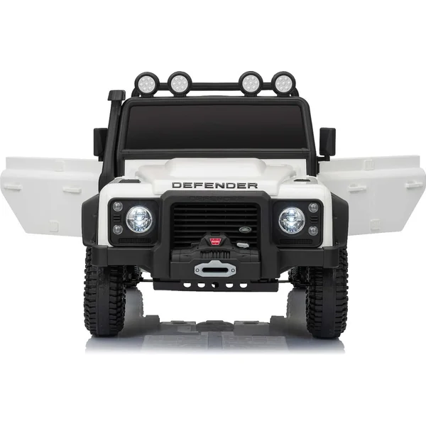 Voiture électrique Land Rover Defender 110 SVX 12V, blanche, 4X4 propulsion, lumières LED