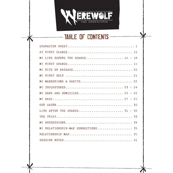 Werewolf: The Apocalypse 5th Edition - Expanded Character Sheet Journal