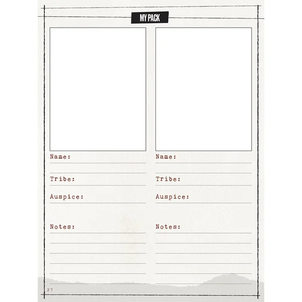 Werewolf: The Apocalypse 5th Edition - Expanded Character Sheet Journal