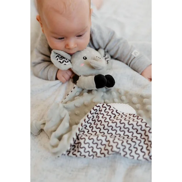 Éléphant babyted endormisseur, anneau de dentition, hochet en peluche 25x25cm