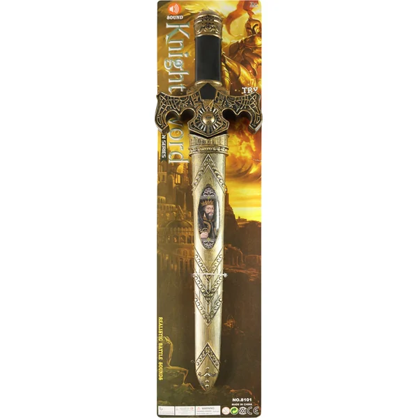 Épée de chevalier dorée avec fourreau et sons